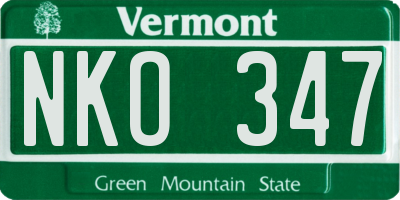 VT license plate NKO347