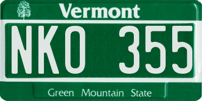 VT license plate NKO355