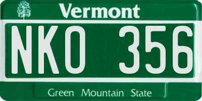 VT license plate NKO356