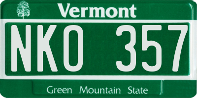 VT license plate NKO357