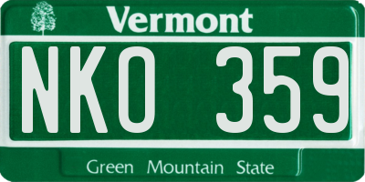 VT license plate NKO359