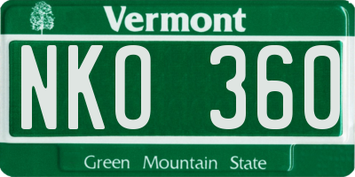 VT license plate NKO360
