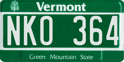 VT license plate NKO364