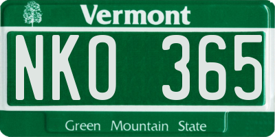 VT license plate NKO365