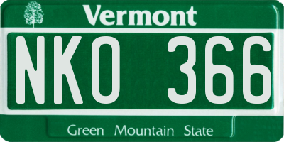 VT license plate NKO366