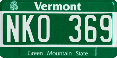VT license plate NKO369
