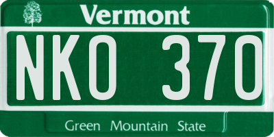 VT license plate NKO370