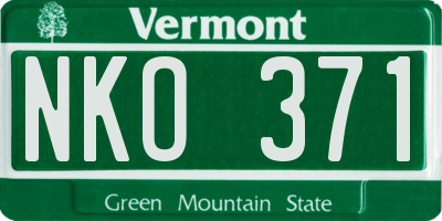 VT license plate NKO371