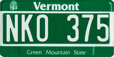 VT license plate NKO375