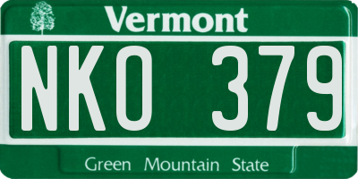 VT license plate NKO379