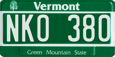 VT license plate NKO380