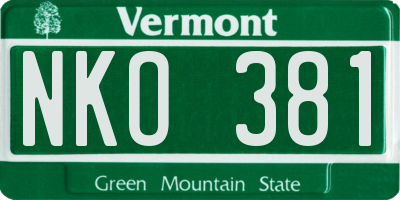 VT license plate NKO381