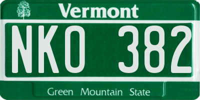 VT license plate NKO382