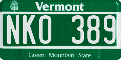 VT license plate NKO389