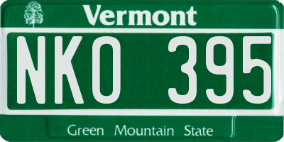 VT license plate NKO395
