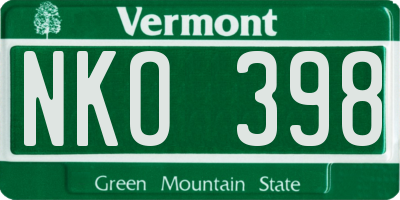 VT license plate NKO398