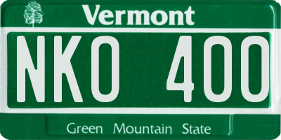 VT license plate NKO400