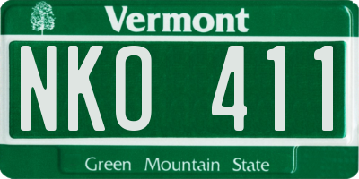 VT license plate NKO411