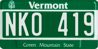 VT license plate NKO419