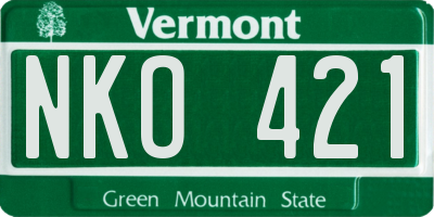 VT license plate NKO421
