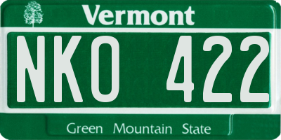 VT license plate NKO422