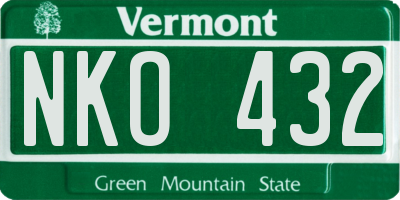 VT license plate NKO432