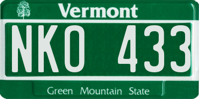 VT license plate NKO433