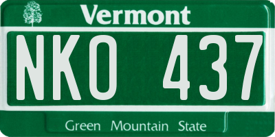 VT license plate NKO437