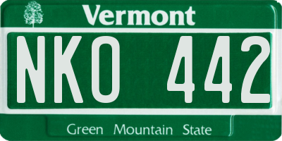 VT license plate NKO442