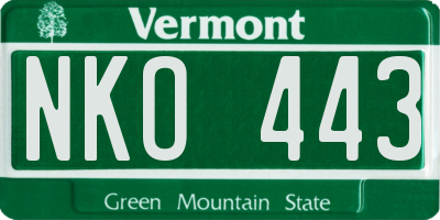 VT license plate NKO443