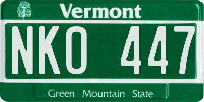 VT license plate NKO447