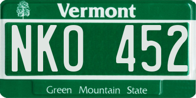 VT license plate NKO452