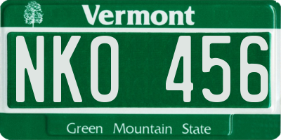 VT license plate NKO456