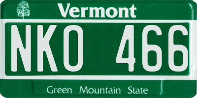 VT license plate NKO466