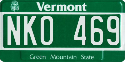 VT license plate NKO469