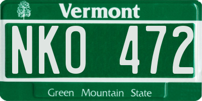 VT license plate NKO472