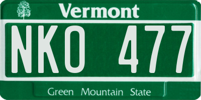 VT license plate NKO477