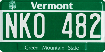 VT license plate NKO482