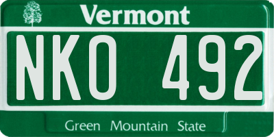 VT license plate NKO492
