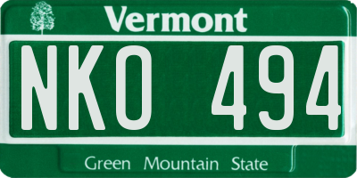VT license plate NKO494