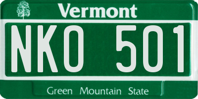 VT license plate NKO501
