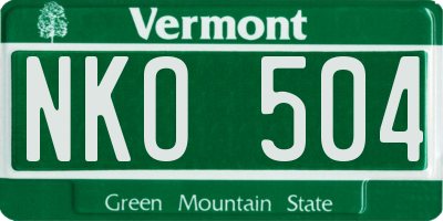 VT license plate NKO504
