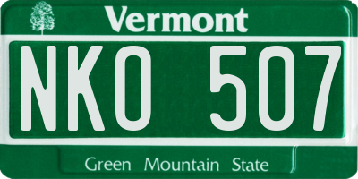VT license plate NKO507