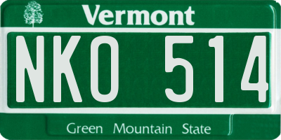 VT license plate NKO514