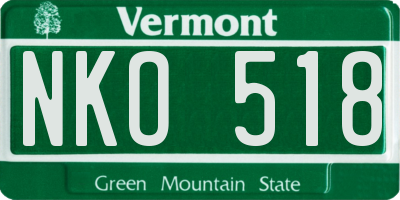 VT license plate NKO518