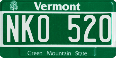 VT license plate NKO520