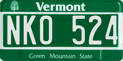VT license plate NKO524