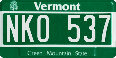 VT license plate NKO537