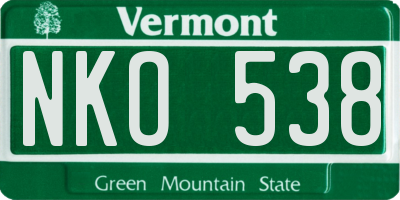 VT license plate NKO538