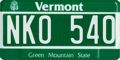VT license plate NKO540